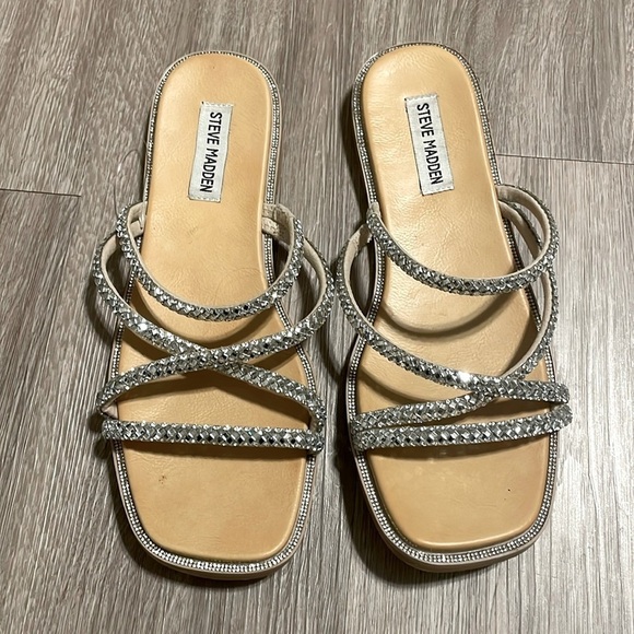 Steve Madden Women’s Spice Bling Slides Size 8 Sequins Costal Cowgirl Bohemian - Picture 2 of 15